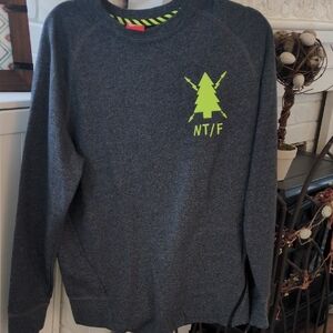 Charcoal Gray Men's Nike Sweatshirt with Green Logo